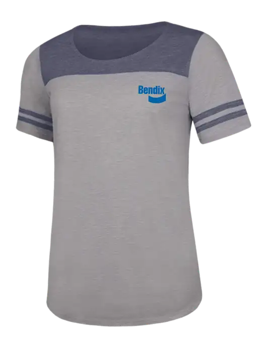 Navy Heather/Light Grey Heather Womens PosiCharge Tri-Blend Wicking Tee w/Bendix Logo