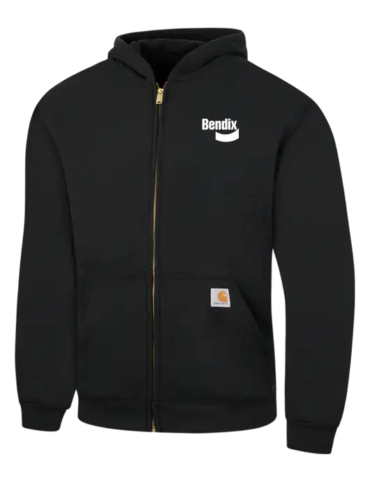 Carhartt Black Midweight Hooded Zip-Front Sweatshirt w/Bendix Logo