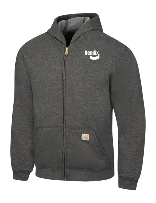 Carhartt Dark Grey Heather Midweight Hooded Zip-Front Sweatshirt w/Bendix Logo