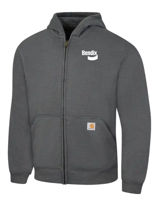 Carhartt Dark Grey Heather Rain Defender Paxton Heavyweight Hooded Zip-Front Sweatshirt w/Bendix Logo