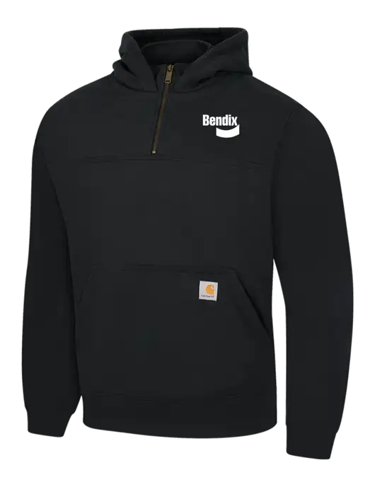 Carhartt Black Rain Defender Paxton Heavyweight Hooded 1/4 Zip Mock Sweatshirt w/Bendix Logo